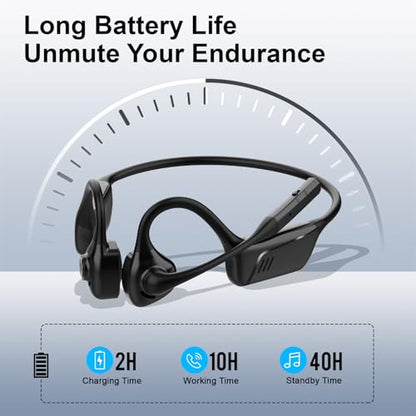 Open-Ear Headphones Bluetooth 5.1 with ENC Noise Canceling Mic - color: Black