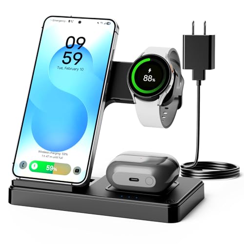 3-in-1 Charging Station for Samsung, Foldable Wireless Charger Stand
