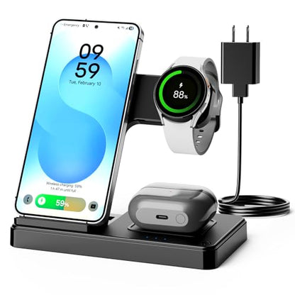 3-in-1 Charging Station for Samsung, Foldable Wireless Charger Stand