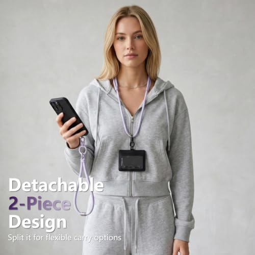 4-in-1 Phone Lanyard, Crossbody, Neck, Wrist & Finger Strap - color: Purple
