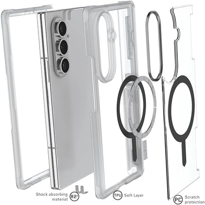Ghostek Covert Clear Galaxy Fold 7 Case with Built-in Kickstand, MagSafe and Full Hinge Protection Designed for 2025 Samsung Galaxy Z Fold7 (8") (Clear Matte) - color: Clear Matte, size: Galaxy Z Fold 7