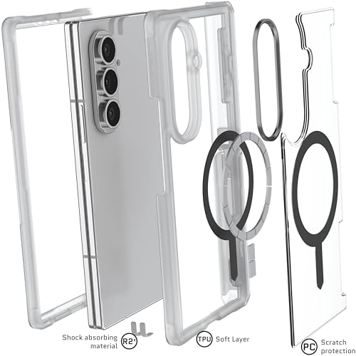 Ghostek Covert Clear Galaxy Fold 7 Case with Built-in Kickstand, MagSafe and Full Hinge Protection Designed for 2025 Samsung Galaxy Z Fold7 (8") (Clear Matte) - color: Clear Matte, size: Galaxy Z Fold 7