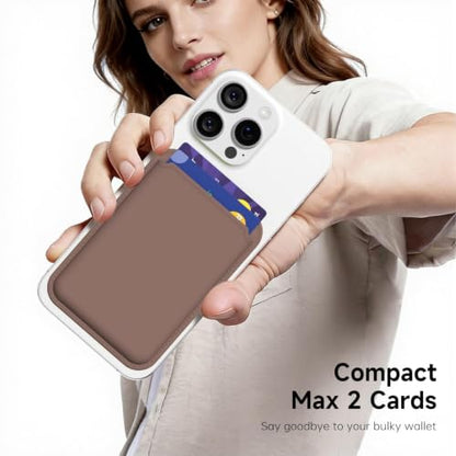 LoeoeL Magnetic Phone Wallet Compatible with Magsafe Wallet, Silicone ID Credit Card Holder Wallets for Back of Phone Pocket, Slim Thin Pouch Sleeve Wallets for iPhone Samsung, Brown Fall - color: Brown