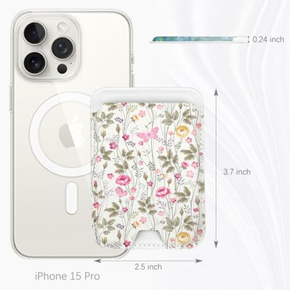 for MagSafe Wallet,Magnetic Card Holder for Phone Case - color: Butterfly Flowers