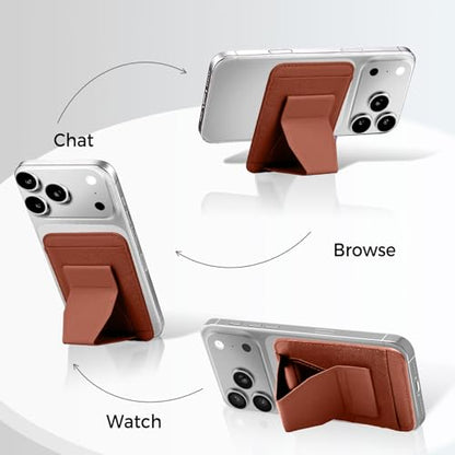 for MagSafe Wallet with Stand Grip, 5 Card Holder for iPhone - color: Brown