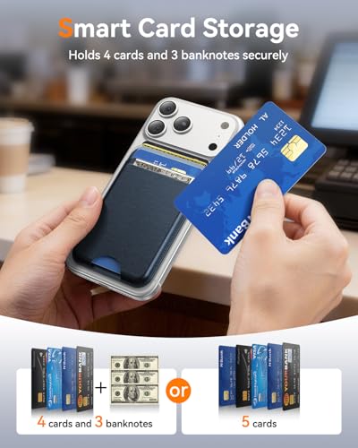 for MagSafe Wallet, 5 Card Holder, Slim Leather Magnetic Wallet for iPhone 17/16/15/14/13/12 Pro Max Plus Air Series, 1 Card Slots & 1 Cash Slot,Blue - color: Blue