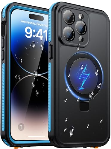 Oterkin Magnetic Stand for iPhone 14 Pro Case Waterproof IP68, Blue - color: Blue, size: iPhone 14 Pro