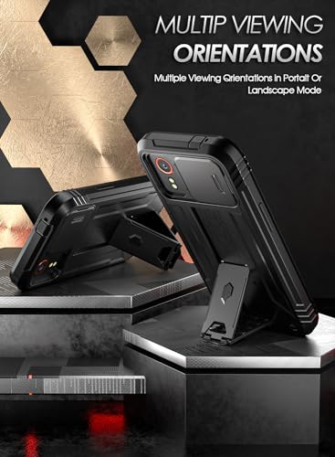 Poetic Revolution Case Compatible with Galaxy Xcover 7 5G, [Slide Camera Cover], [20FT Mil-Grade Drop Tested], Full-Body Military Grade Rugged Dual-Layer Shockproof Cover with Kickstand, Black - size: Galaxy XCover 7