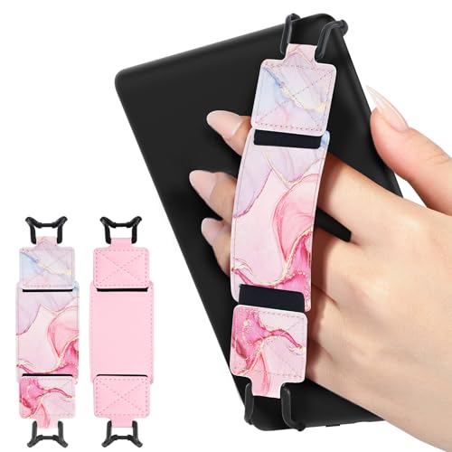 MoKo 2 Pack Hand Strap for 6-8" Kindle eReaders Tablets, Pink+Marble Pink - color: Pink+Marble Pink