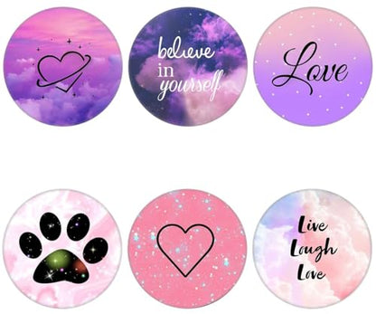 (6 Pack) Cell Phone Grip,Mobile Phone Finger Foldable Holder Stand for Smartphones and Tablets - Purple Pink Heart - color: Py005