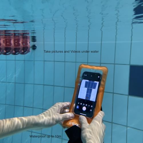 DRLOKPAK Waterproof Phone Case Armband Surfing Dry Bag Floating Waterproof Pouch Holder for iPhone 15 14 13 12 Pro Max XS Plus Se Galaxy S23 + Ultra W24 Google LG Phone up to 7inch (Orange) - color: Orange