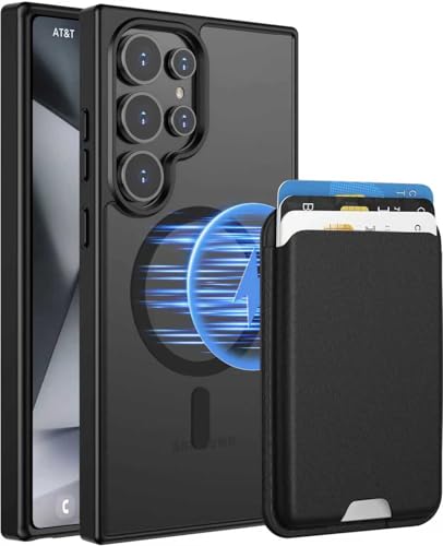 Magnetic for Samsung Galaxy S24 Ultra Wallet Case with Card Holder﻿ | Compatible with MagSafe, Shockproof Phone Cover with Detachable RFID Blocking Credit Card Slot, Black - color: Black, size: S24 Ultra 6.8"