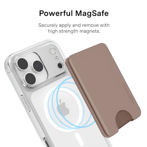 VELVET CAVIAR compatible with MagSafe Wallet 2.0 | Magnetic Card Holder Wallet for iPhone 17/16/15/14/13/12 or Phone Cases compatible with MagSafe | Cashmere Taupe - color: Cashmere Taupe