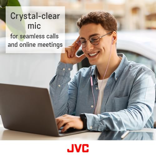 JVC USB-C Wired Earbuds Headphones, Delay-Free for Videos and Gaming, Built-in DAC Reduces Noise and Improves Sound Quality, 10.7 mm Diameter Neodymium Drivers - HAFR17UCA (Blue) - color: Blue