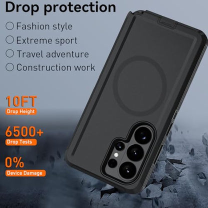 FOR Samsung Galaxy S26 ultra case, S26 ultra Heavy Duty case,with A Tempered Glass Screen Protector, [Military Grade Protective ] [Shockproof] [Dropproof] [Dust-Proof] (with Belt Clip-Magnetic -Black) - color: with Belt Clip-Magnetic -Black