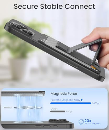 GONEZ for MagSafe Wallet with Stand, Stronger Magnetic Card Holder for iPhone 17/16/15/14/13/12 Series, Premium Leather Phone Wallet with RFID Blocking, 1 Slot, Fit 5 Cards, Deep Grey - color: DEEPGREY