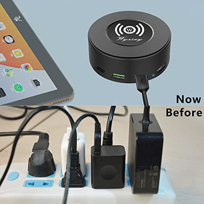 75W 6-Port Wireless Charging Station, USB-C & QC 3.0