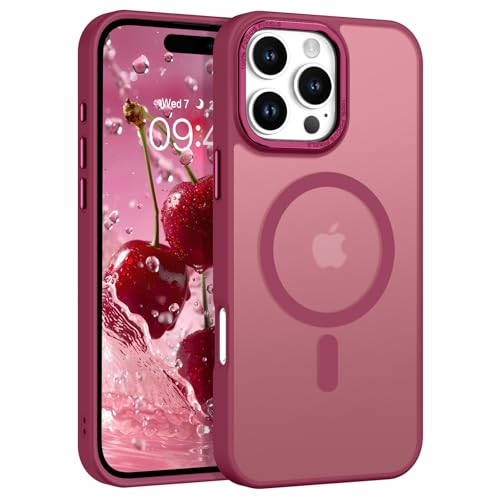 BENTOBEN Magnetic for iPhone 16 Pro Max Case,(Compatible with MagSafe) (Military Grade Drop Protection) Slim Translucent Matte Shockproof with Anti-Fingerprint Phone Case 6.9",Wine Red - color: Wine Red