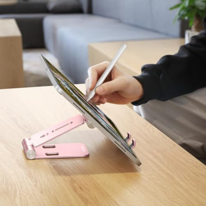 OMOTON Foldable Cell Phone Stand, C4 Portable Aluminum Phone Holder - color: RoseGold