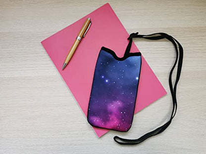 Tainada Neoprene Neck Cell Phone Sleeve Pouch w/Belt Loop Holster (Galaxy) - color: Galaxy