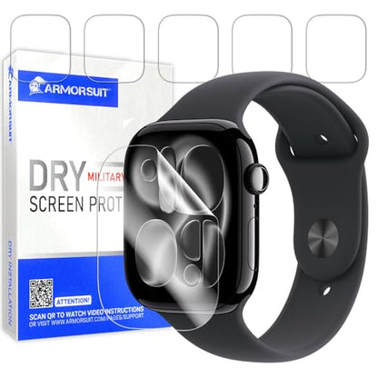 ArmorSuit 6 Pack Screen Protector for Apple Watch Series 11 46mm, Series 10 (46mm) Dry-Shield Self-Repairing HD Clear TPU Film - Dry Installation - size: 46mm