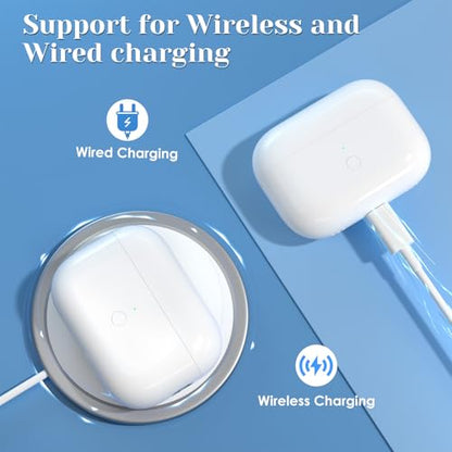 Compatible for AirPods Pro 1st 2nd Gen Wireless Charging Case, L Charging Port Replacement for Airpod Pro 2 Charging Case with Bluetooth Pairing Sync Button - size: 2.39"(Pro 2 Case-L)