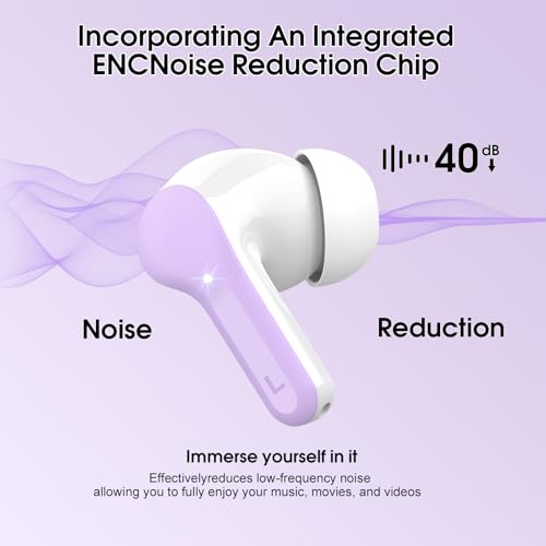 Wireless Earbuds, Bluetooth 5.4 Headphones HiFi Stereo, Bluetooth Earbuds - color: Purple