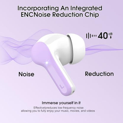Wireless Earbuds, Bluetooth 5.4 Headphones HiFi Stereo, Bluetooth Earbuds - color: Purple