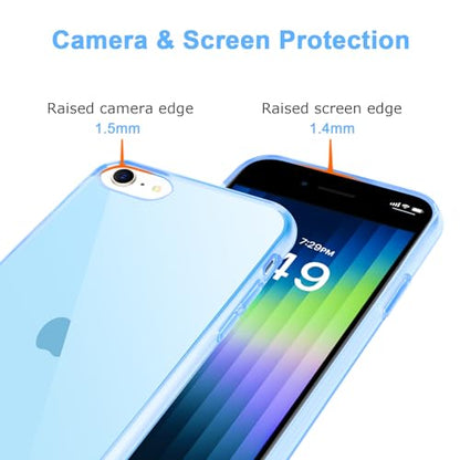 JJGoo Compatible with iPhone SE Case 2022/2020, Compatible with iPhone 7 8 Case Clear Soft Transparent Shockproof Protective Slim Thin Bumper Phone Cover, Blue - color: Blue