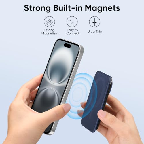 FINPAC MagSafe Wallet Magnetic Card Wallet Holder for Women Men - color: Dark Blue