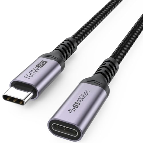 USB C Extension Cable 6.6ft, 4K@60Hz Video/10Gbps Data Transfer/100W Charge - size: 6.6 Feet