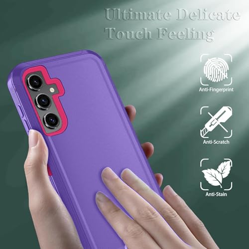 Qinmay Phone Case for Samsung Galaxy A37 5G Case with HD Screen Protector, Heavy Duty Shockproof & Dropproof 3-Layer Cover Phone Case for Galaxy A37,PurpleRoseRed - color: PurpleRoseRed