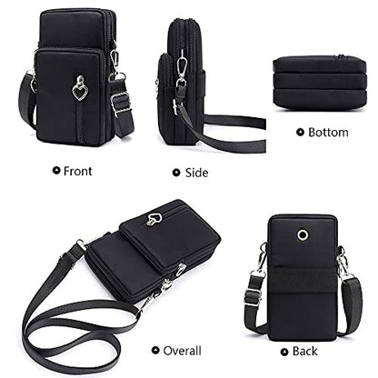Women Crossbody Cell Phone Purse Case Armband Bag for iPhone 12 13 Mini 14 15 Plus 11 Pro Max Google Pixel 6a 7a 8a 6 7 8 Pro - color: Black