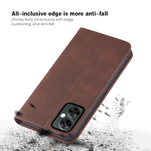 Asuwish Flip Wallet Phone Case for OnePlus Nord N30 5G/CE 3 Lite with Tempered Glass Screen Protector Magnetic Closure Folio Cover Credit Card Holder Slot Stand OPPO K11x/One Plus 1 1+ N 30/CE3 Coffee - color: Coffee