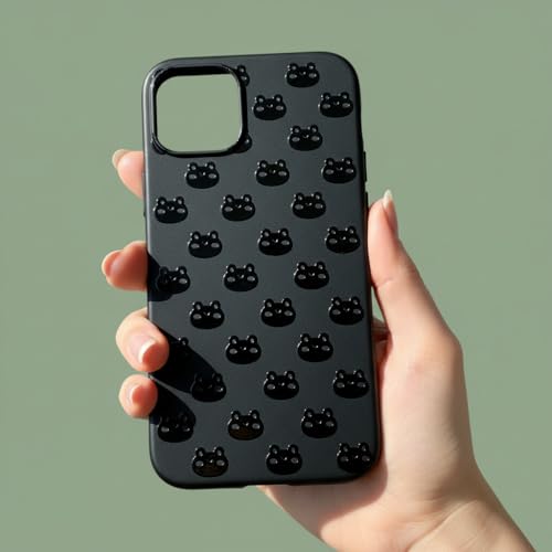 Black Case Compatible with - iPhone 16 Pro - Kawaii Frogs Matte Finish Protective Slim Rubber Silicone Cover Cute Froggy Cartoon Animal Print Shockproof Soft Bumper Adorable for Frog Lovers - size: iPhone 16 Pro