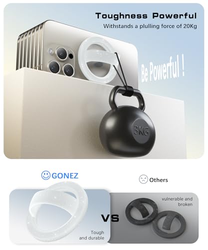 GONEZ Magnetic Phone Grip Compatible with MagSafe, Removable Silicone Loop Grip, Phone Ring Holder for Back of Phone for iPhone 17/16/15/14/13/12 Series, Glitter White - color: Glitter White
