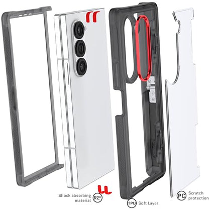 Ghostek Covert Clear Galaxy Z Fold 6 Case with Built-in Kickstand and Full Hinge Protection Shockproof Protective Phone Cover Designed for 2024 Samsung Galaxy Z Fold6 (7.6") (Smoke) - color: Smoke, size: Galaxy Z Fold 6