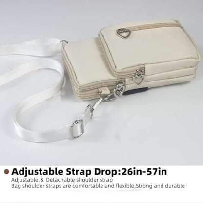 Small Crossbody Bag for Women - Mini Phone Purses with Crossbody Strap and Wallet - Nylon Arm Bag - color: A-off-white