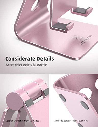 Lamicall Aluminum Cell Phone Stand for Desk, Pink Desk Accessories - color: rose gold