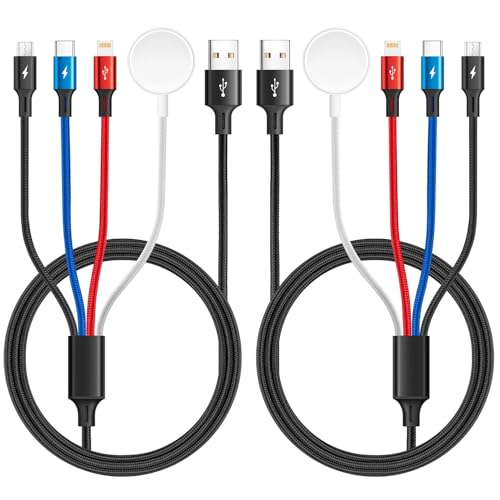 2026 Travel Essentials,Multi Charging Cable for Apple Watch Charger,6ft - color: Black-2Pack, size: 6Ft