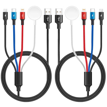 2026 Travel Essentials,Multi Charging Cable for Apple Watch Charger,6ft - color: Black-2Pack, size: 6Ft
