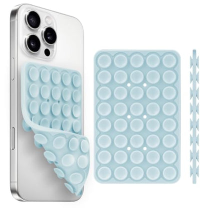 Yojaro Silicone Suction Cup Phone Case Mount Double Sided, Phone Accessories Hands-Free Strong Grip Holder for Selfies and Videos, Silicon Phone Stand for iPhone and Android Light Blue - color: Light blue