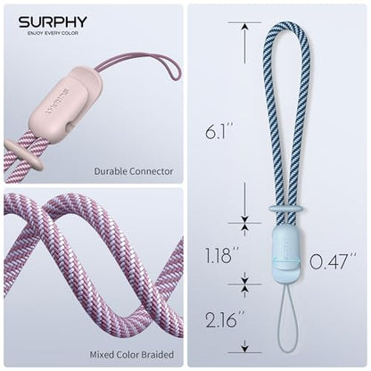 SURPHY 3 Pack Phone Wrist Strap, Phone Lanyard with Cellphone Tether Tab - color: Cloud Blue & Lilac & Pink