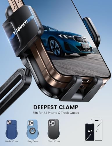Cup Holder Phone Holder, [Easy Install] Adjustable Long Neck Cup Phone Holder for Car, [Sturdy & Durable] Universal Car Phone Holder for iPhone, Samsung, Google and All 4"-7" Smartphones - color: Black -