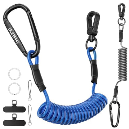 SURPHY Anti Theft Phone Strap, Phone Lanyard, Sturdy Steel Wire Keychain - color: P2- Blue & Black