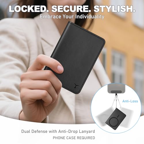 TUCCH for Magsafe Wallet with 6 Card Holders, RFID Blocking, Black | for iPhone 17/17e/16/15/14/13/12 Pro/Pro Max/Plus, Clear ID Window, Folio Magnetic Phone Wallet, PU Leather - color: Black
