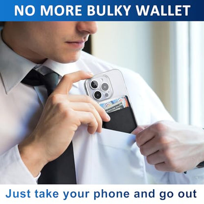 Fulgamo Phone Wallet Stick on,Card Holder for Phone Case,Phone Card Holder - color: 2Black,1White