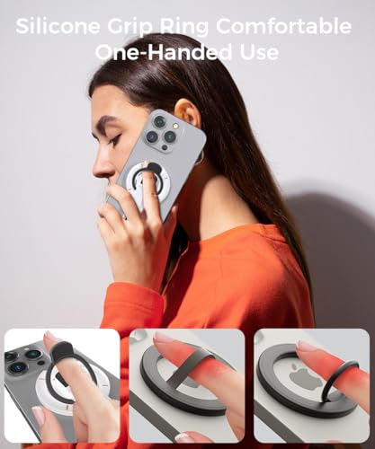Phone Grip for Magsafe Phone Stand 360°Roration Gym Holder (White) - color: White