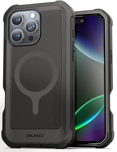 ENCASED Falcon Armor Designed for iPhone 16 PRO Case with Built-in Screen Protector - Compatible with MagSafe [Military Grade Protection] 360 Shockproof Full-Body Coverage, Black - size: iPhone 16 Pro