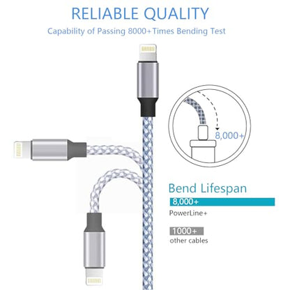 DAZHWA iPhone Charger 3pack 6ft MFi Certified Best New Nylon Braided Lightning Cable Cell Phone Fast Charger Cord Compatible with iPhone14/13/12/11Pro Max/XS/XR/X/8/7/6/5/SE/iPad More